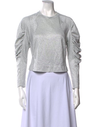 Dries Van Noten Crew Neck Long Sleeve Crop Top