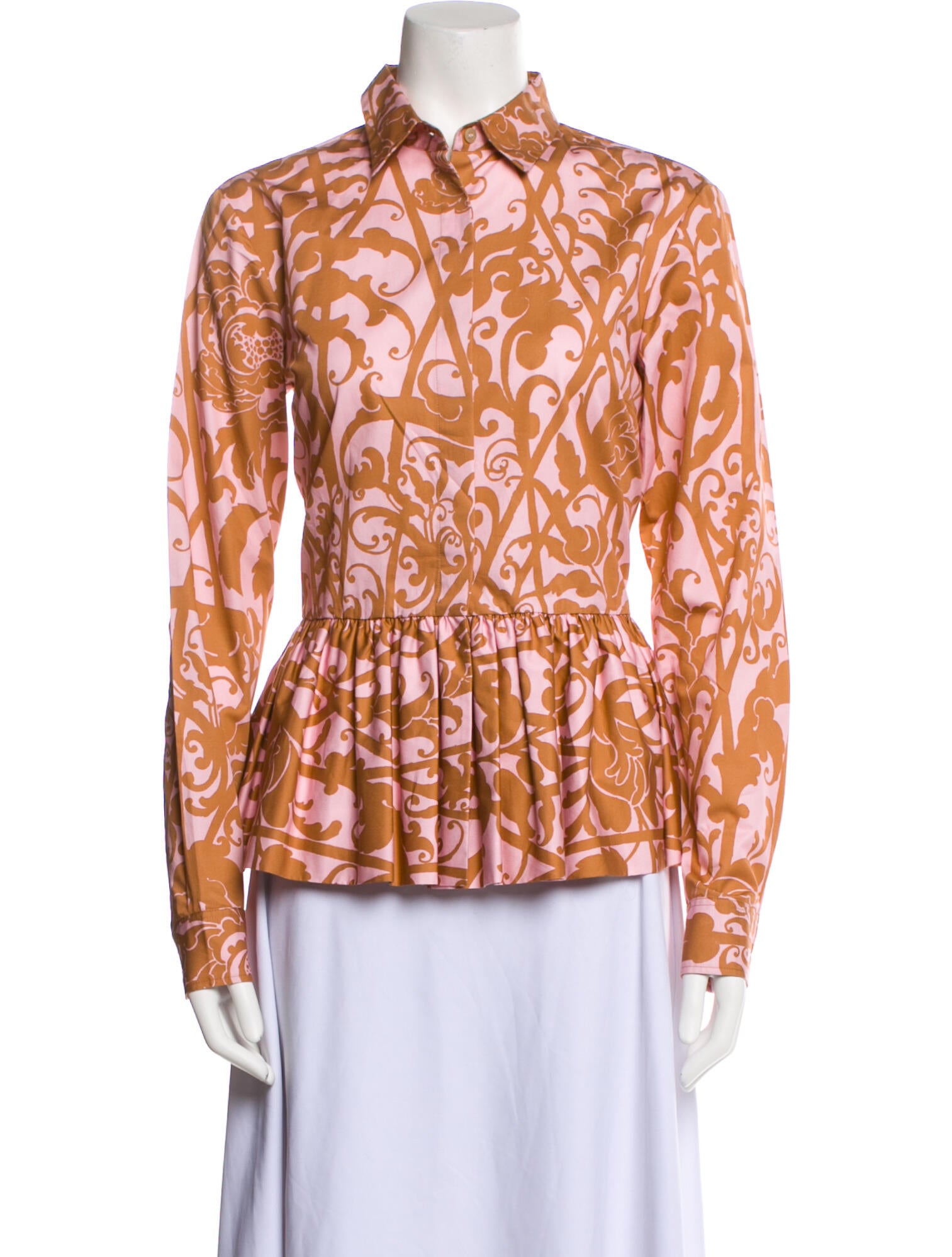 Dries Van Noten Printed Long Sleeve Button-Up Top