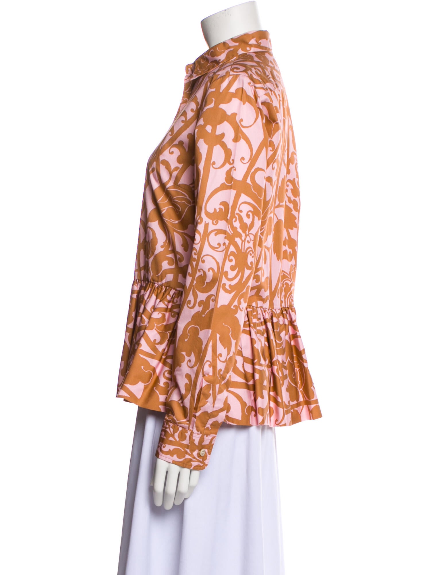 Dries Van Noten Printed Long Sleeve Button-Up Top