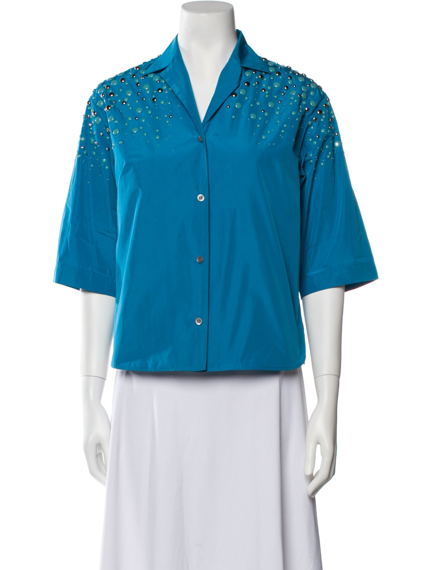 Dries Van Noten Three-Quarter Sleeve Button-Up Top