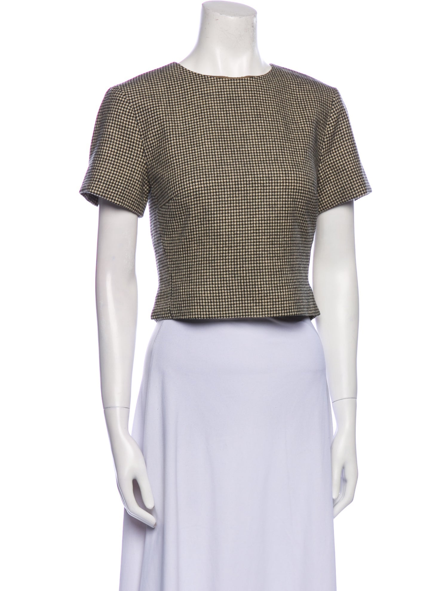 Dries Van Noten Wool Houndstooth Print Crop Top