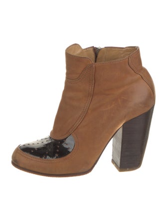 Dries Van Noten Leather Colorblock Pattern Boots