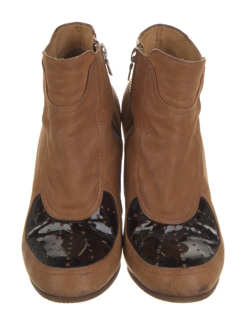 Dries Van Noten Leather Colorblock Pattern Boots