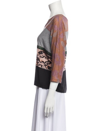 Dries Van Noten Graphic Print Bateau Neckline Top