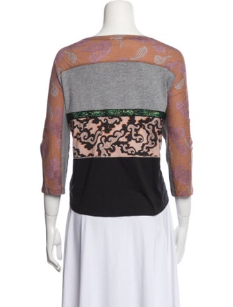 Dries Van Noten Graphic Print Bateau Neckline Top