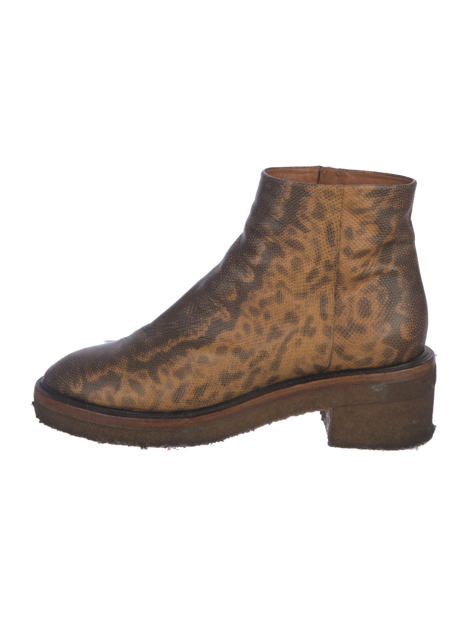 Dries Van Noten Leather Animal Print Chelsea Boots
