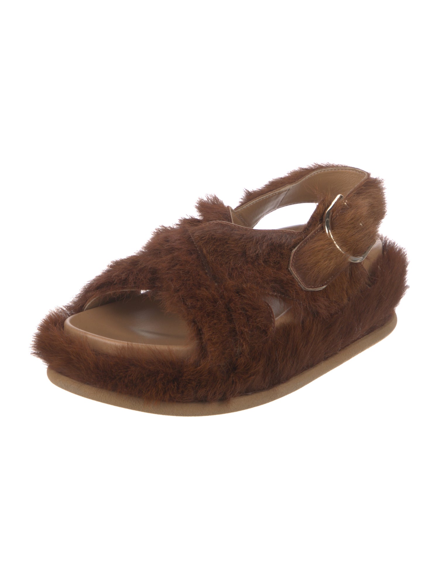 Dries Van Noten Fur Slingback Sandals