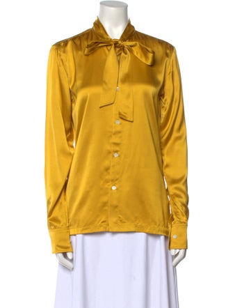 Dries Van Noten Tie Neck Long Sleeve Button-Up Top
