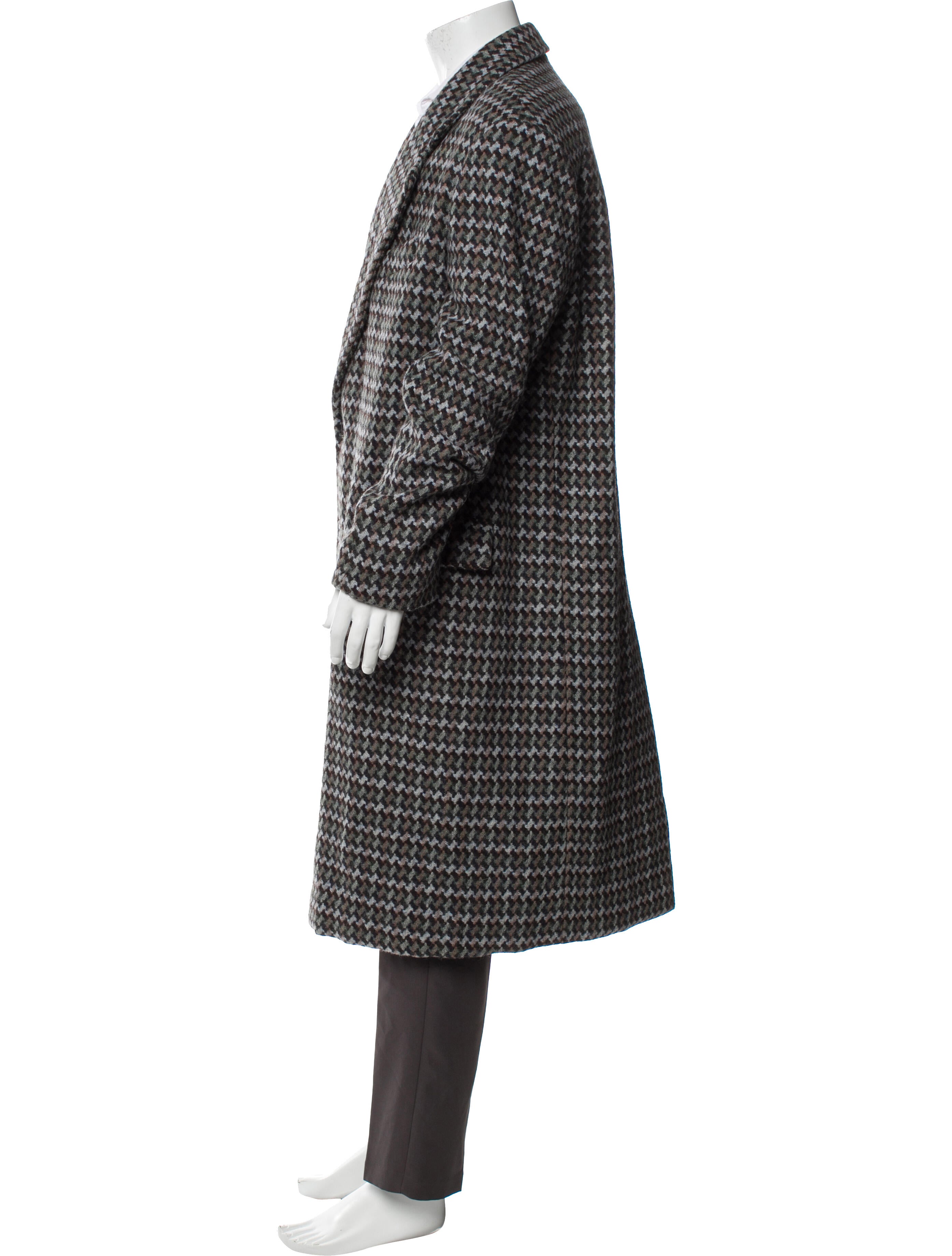 Dries Van Noten Wool Plaid Print Overcoat