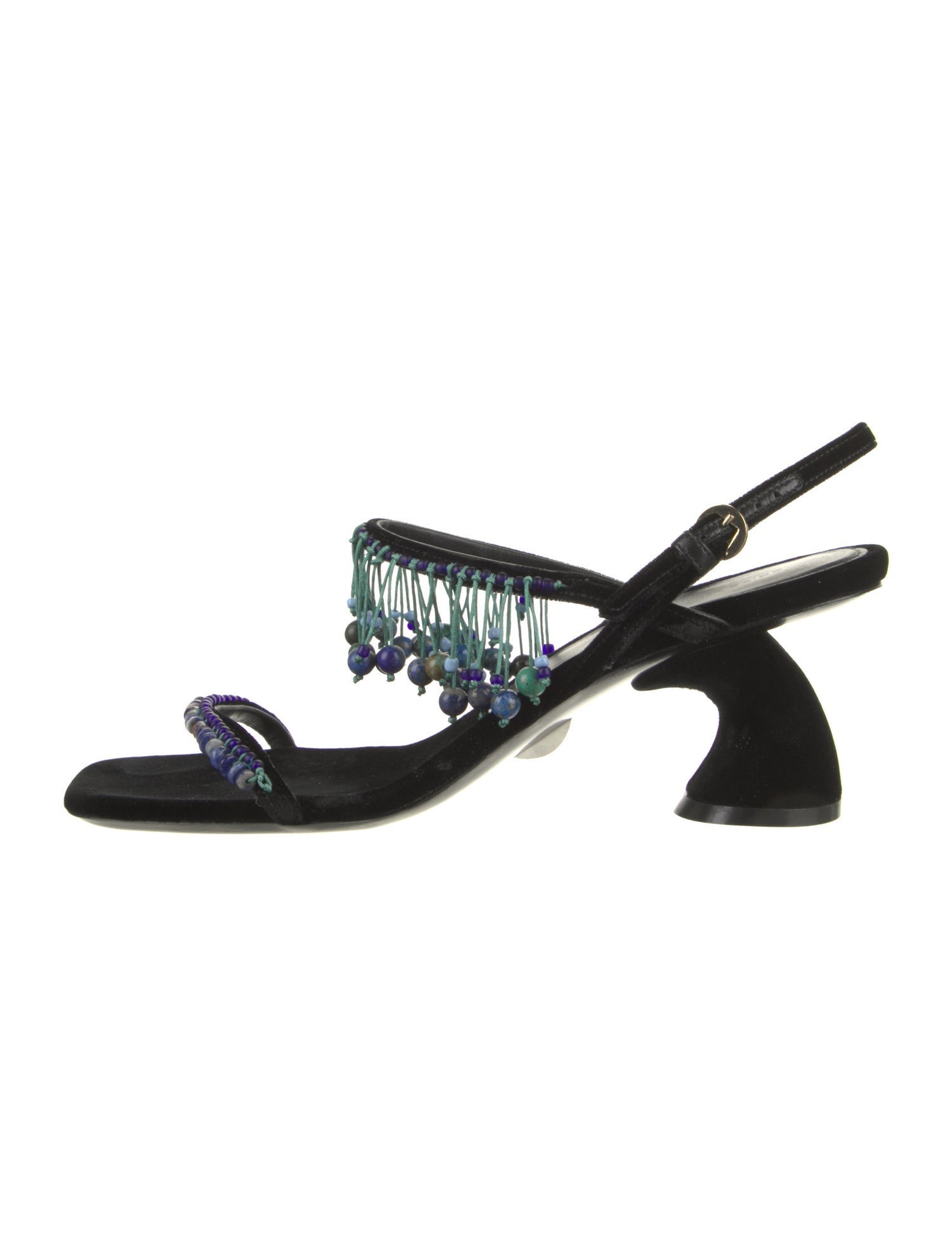 Dries Van Noten Velvet Floral Print Slingback Sandals