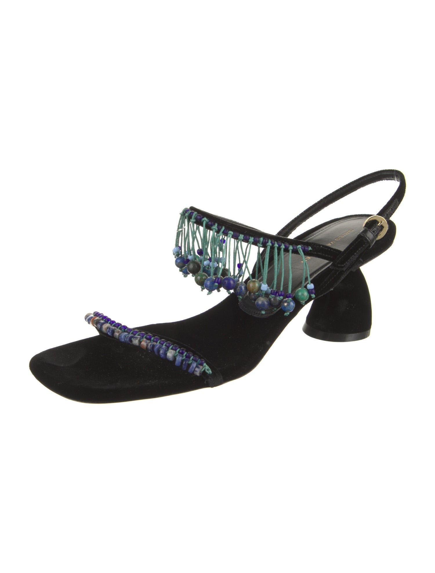 Dries Van Noten Velvet Floral Print Slingback Sandals