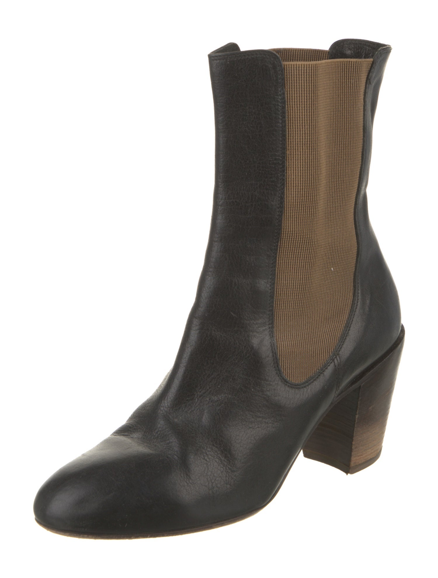 Dries Van Noten Leather Colorblock Pattern Chelsea Boots