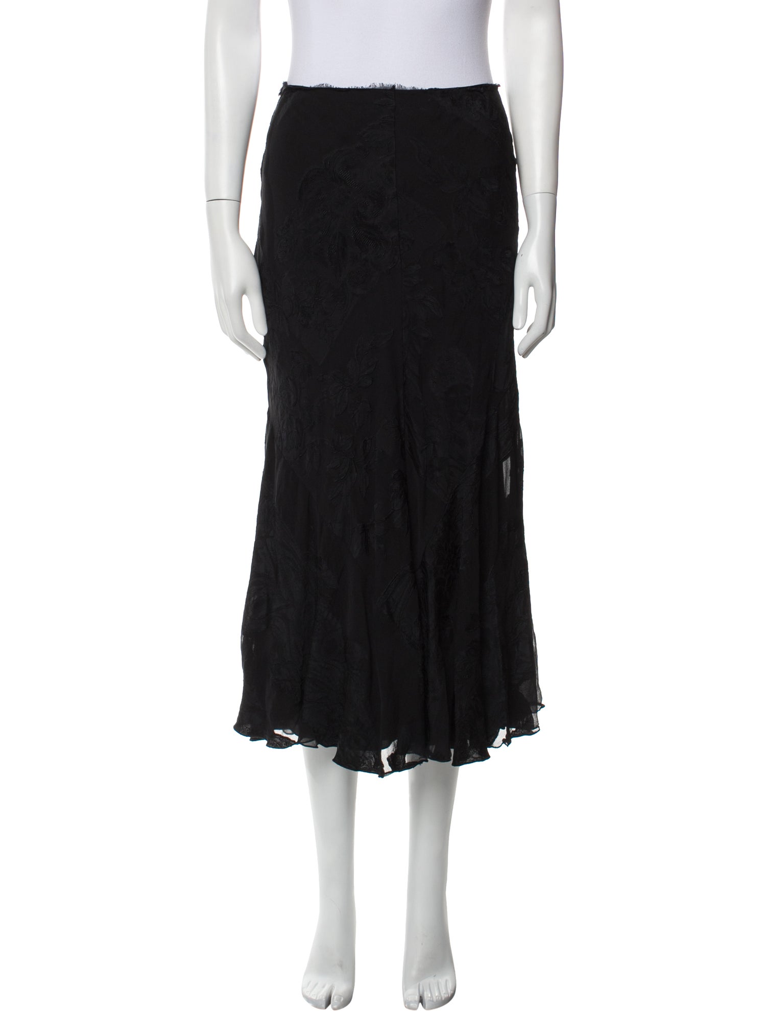 Celine Lace Trim Embellishment Knee-Length Skirt - Neutrals