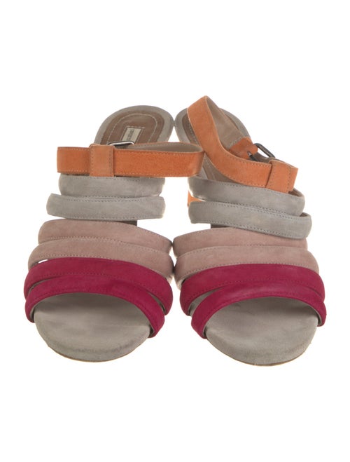 Dries Van Noten Suede Colorblock Pattern Slingback Sandals