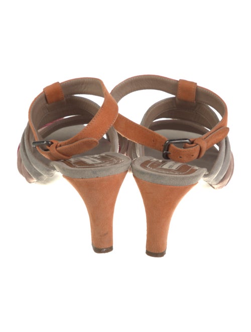 Dries Van Noten Suede Colorblock Pattern Slingback Sandals