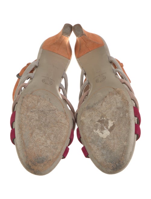 Dries Van Noten Suede Colorblock Pattern Slingback Sandals