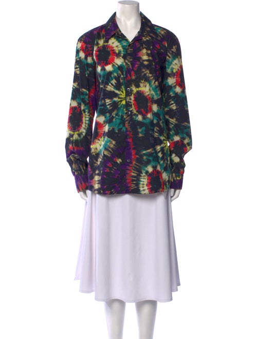 Dries Van Noten Printed Long Sleeve Button-Up Top