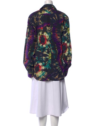 Dries Van Noten Printed Long Sleeve Button-Up Top