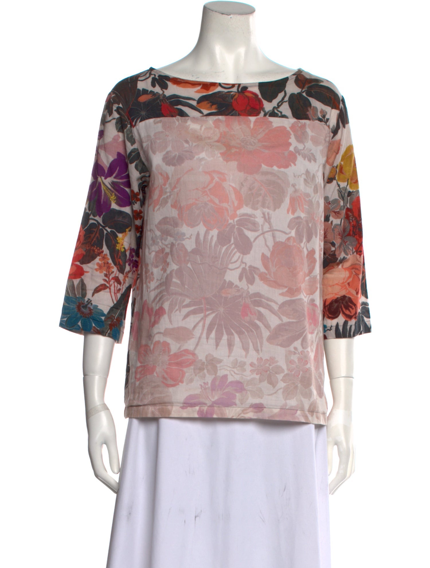 Dries Van Noten Floral Print Bateau Neckline Blouse