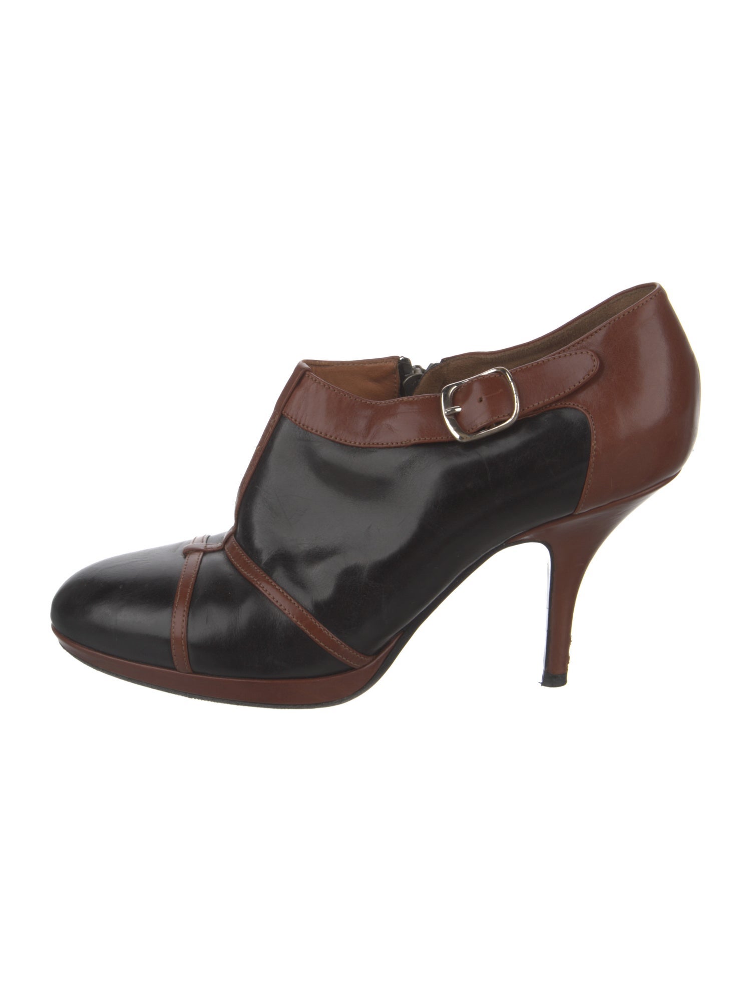 Dries Van Noten Leather Colorblock Pattern Pumps