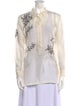 Dries Van Noten Silk Floral Print Button-Up Top