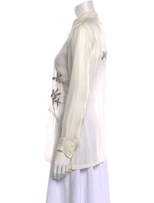 Dries Van Noten Silk Floral Print Button-Up Top