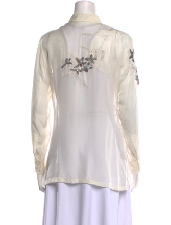 Dries Van Noten Silk Floral Print Button-Up Top