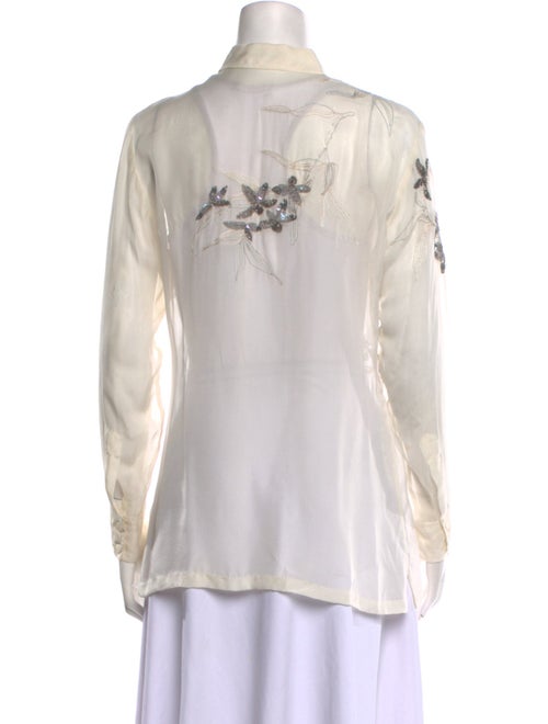 Dries Van Noten Silk Floral Print Button-Up Top