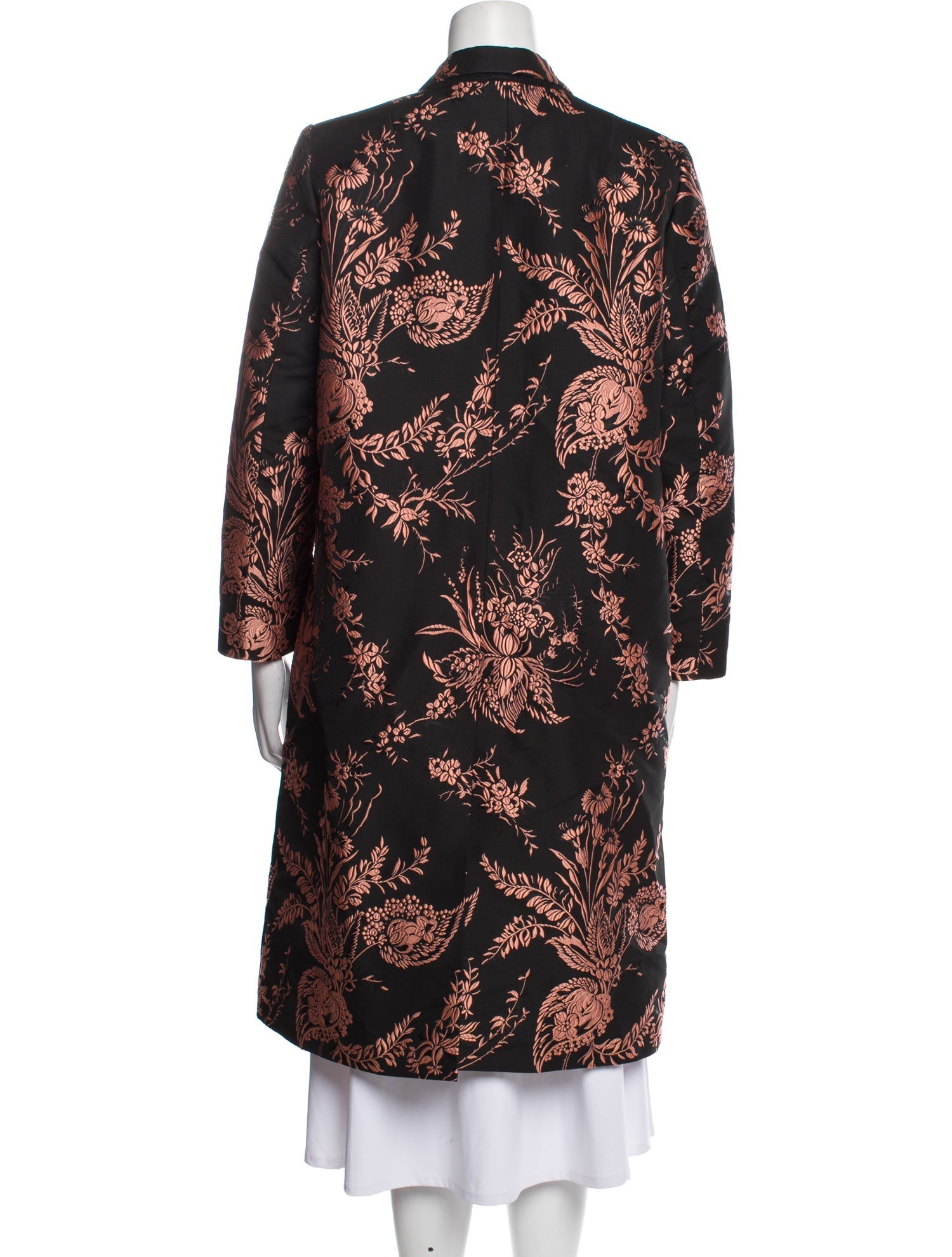 Dries Van Noten Floral Print Trench Coat - Black Coats