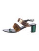 Dries Van Noten Leather Colorblock Pattern Slingback Sandals