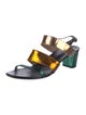 Dries Van Noten Leather Colorblock Pattern Slingback Sandals