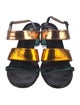 Dries Van Noten Leather Colorblock Pattern Slingback Sandals
