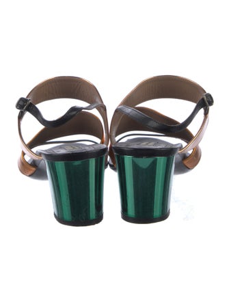 Dries Van Noten Leather Colorblock Pattern Slingback Sandals