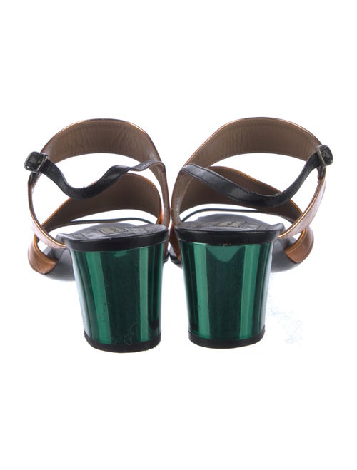 Dries Van Noten Leather Colorblock Pattern Slingback Sandals