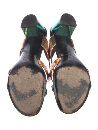 Dries Van Noten Leather Colorblock Pattern Slingback Sandals