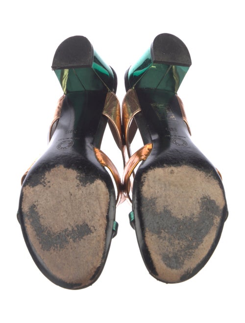 Dries Van Noten Leather Colorblock Pattern Slingback Sandals