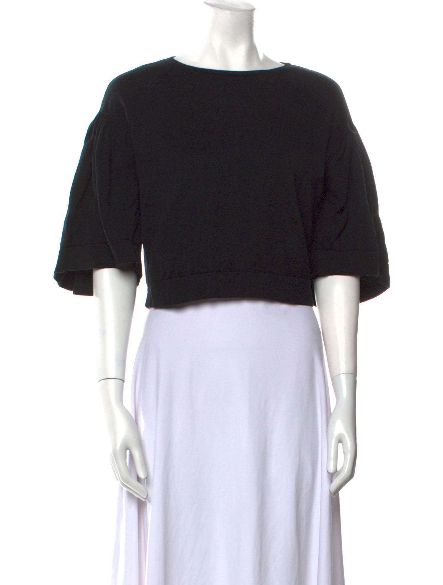 Dries Van Noten Bateau Neckline Short Sleeve Crop Top