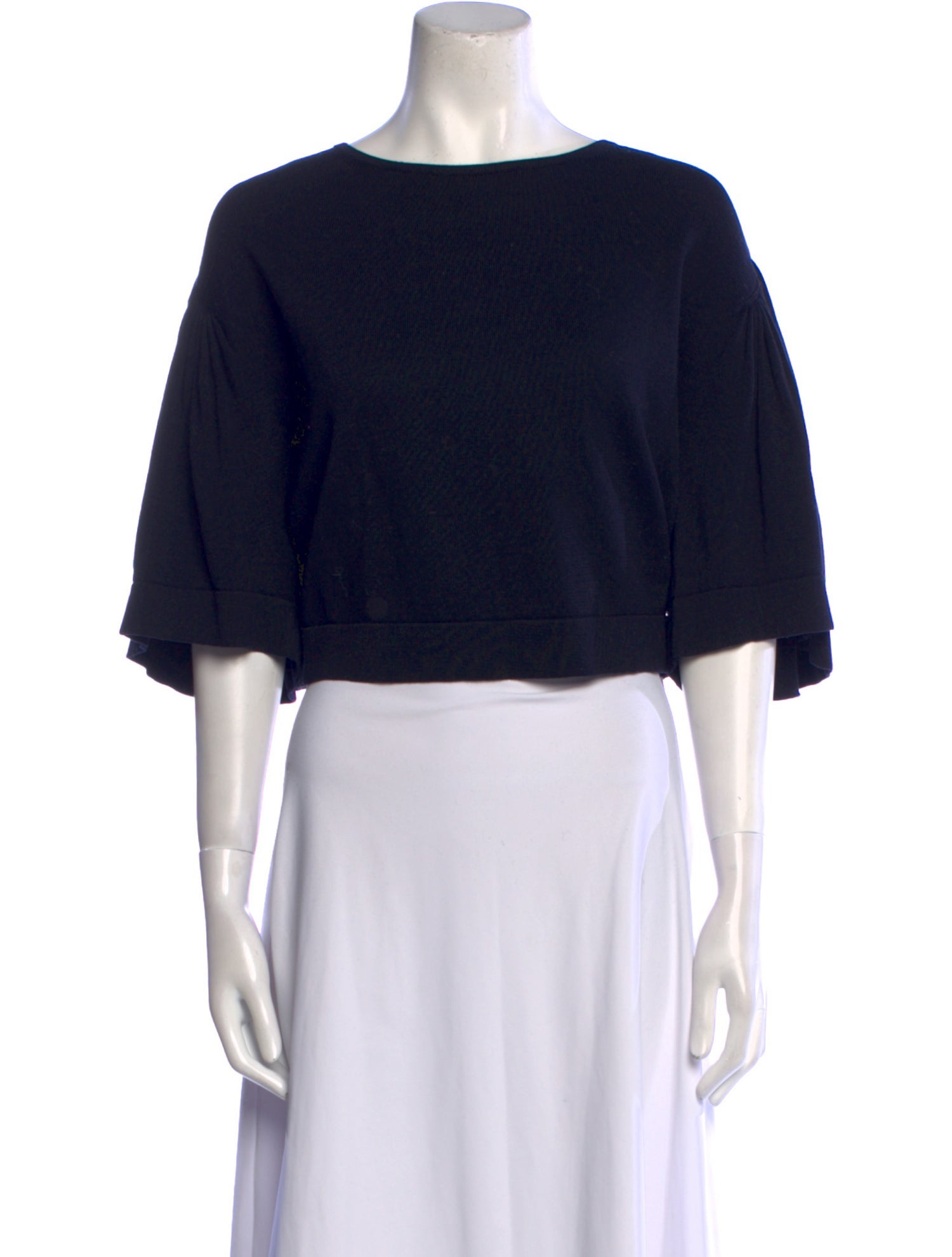 Dries Van Noten Bateau Neckline Three-Quarter Sleeve Crop Top