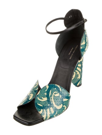 Dries Van Noten Leather Floral Print Gladiator Sandals
