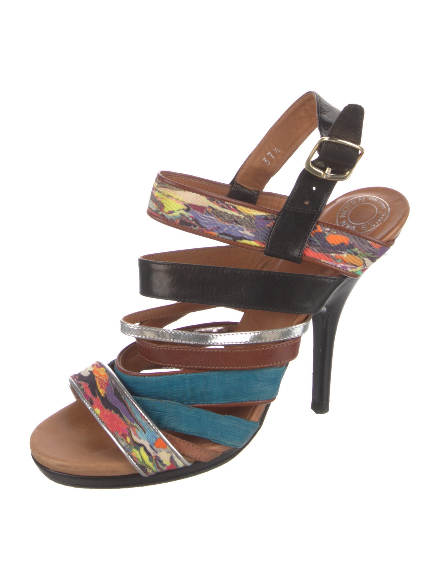 Dries Van Noten Leather Printed Slingback Sandals