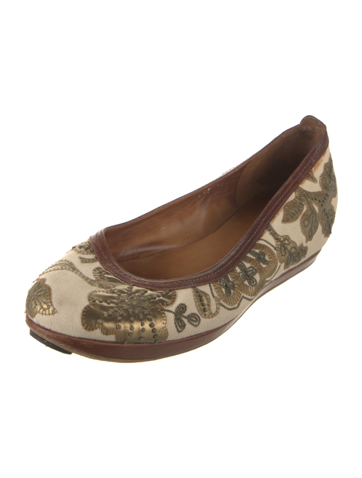 Dries Van Noten Canvas Printed Ballet Flats