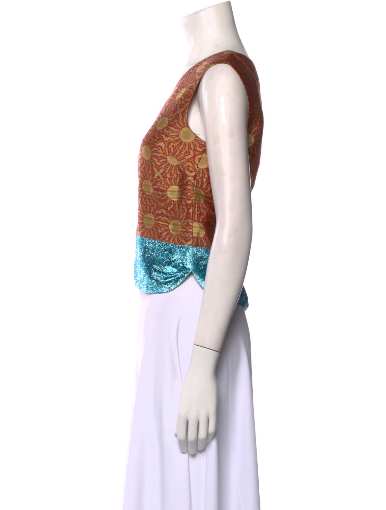 Dries Van Noten Printed Bateau Neckline Crop Top