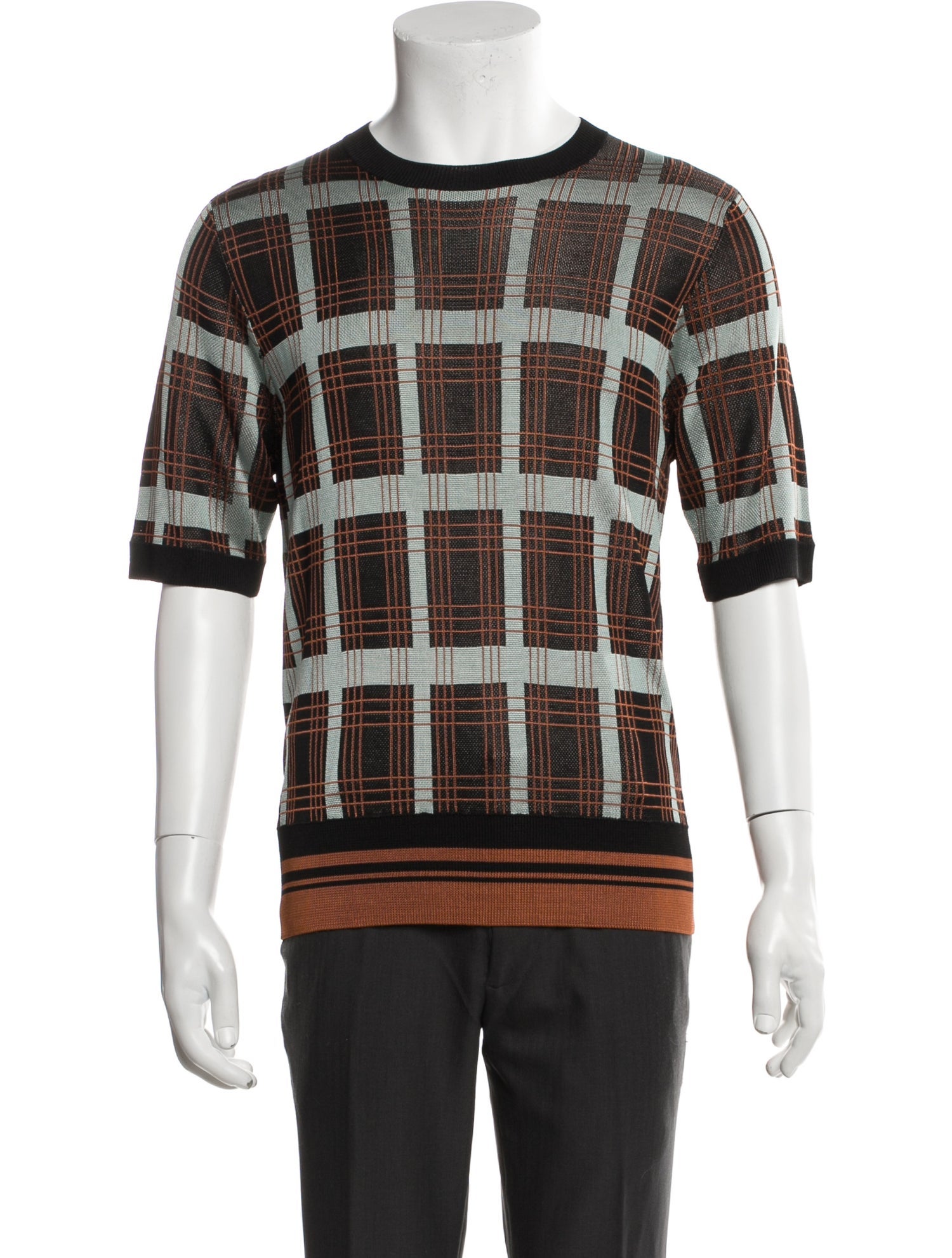 Dries Van Noten Plaid Print Crew Neck Pullover