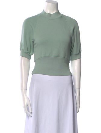 Dries Van Noten Mock Neck Short Sleeve Crop Top