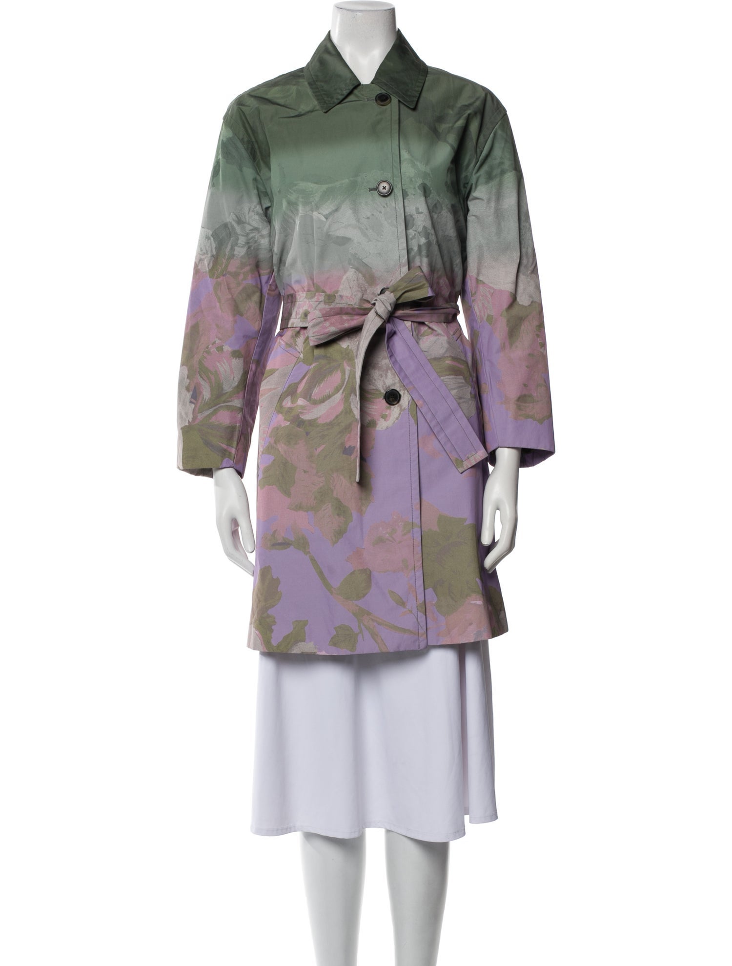 Dries Van Noten Floral Print Trench Coat