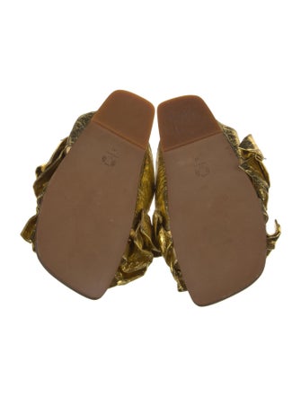 Dries Van Noten Leather Ruffle Embellishment Slides