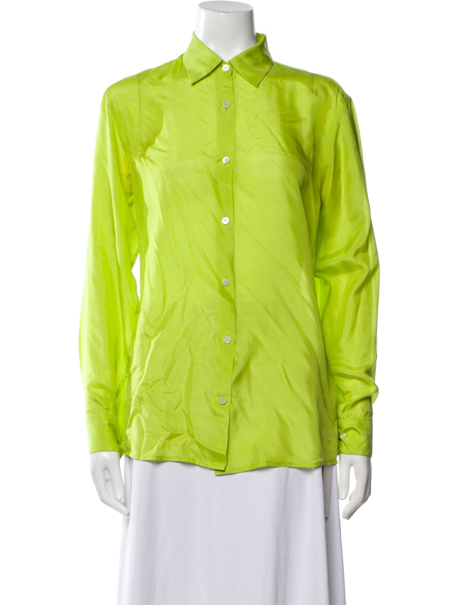 Dries Van Noten Silk Long Sleeve Button-Up Top