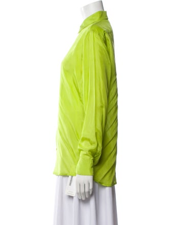 Dries Van Noten Silk Long Sleeve Button-Up Top