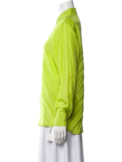Dries Van Noten Silk Long Sleeve Button-Up Top