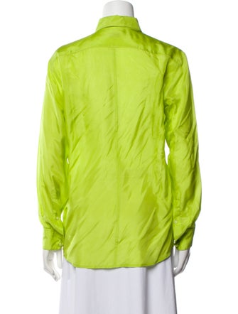 Dries Van Noten Silk Long Sleeve Button-Up Top
